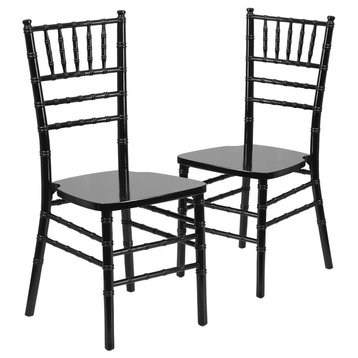 Hercules Series Black Wood Chiavari Chairs, Set of 2