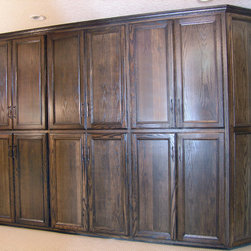 A Wall of Custom Built-in Cabinets - Display And Wall Shelves 