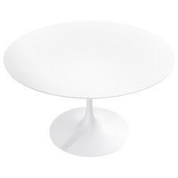 Midcentury Dining Tables Round Saarinen Table, 54", White Laminate, White Base