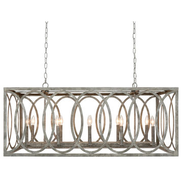 Chatrie Large Rectangular Distressed Gray Chandelier, 45"