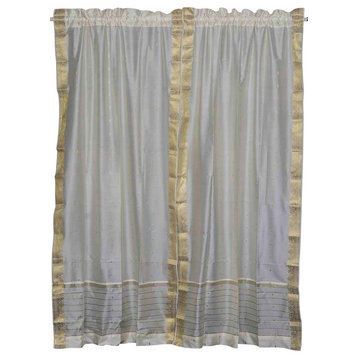 Cream Rod Pocket  Sheer Sari Curtain / Drape / Panel   - 80W x 120L - Pair