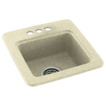 Swan BS01515.037-3 15"x15" Solid Surface Drop-in Bar Sink, 3HL, Bone