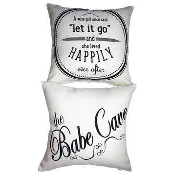 Let it Go/Welcome to the Babe Cave Ivory Message Pillow for Her Teens Women