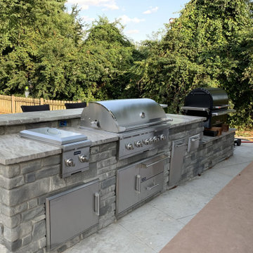 Minimalist Linear Stone Grill Island