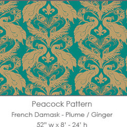Casart coverings - Removable & Reusable Peacock Damask - Wallpaper
