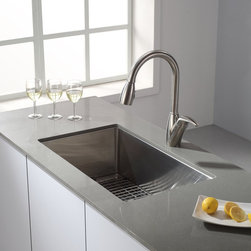 Kraus KHU100-30 30 inch Undermount Single Bowl 16 gauge Stainless Steel Kitchen - Kitchen Sinks