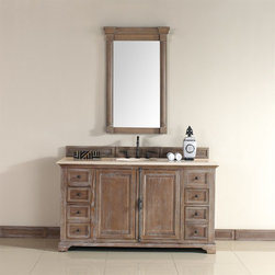 60 inch Cottage Bathroom Vanity Beige Marble Top - Bathroom Vanities And Sink Consoles