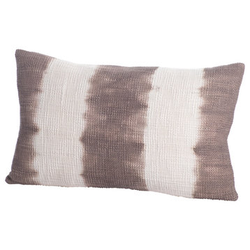 Naxos Tie Dye Gray Stripe Cotton Throw Pillow, 12"x20"