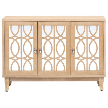 TATEUS 47" Sideboard Storage Buffet Cabinet, Natural Wood Wash
