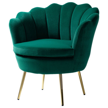 Upholstered Accent Barrel Chair With Tufted Back, Green