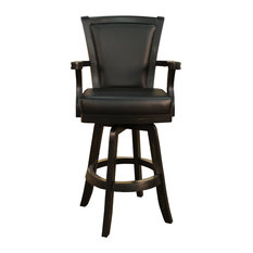 American Heritage - American Heritage Auburn Bar Stool in Peppercorn with Black Leather - Bar Stools and Counter Stools