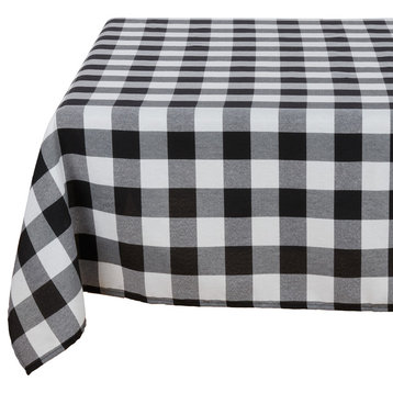 Buffalo Plaid Collection Checked Cotton Tablecloth, Black, 70"x120"
