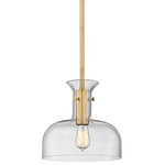 Hudson Valley Lighting - Coffey, 1 Light, 12" Pendant, Aged Brass Finish, Clear Glass - A work of beguiling simplicity, Coffey pins a beautiful, thick glass to a long, fine candlecup. This transparency allows you to see its layers and get the most enjoyment out of the fixture.