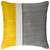 Yellow & Grey Silk Color Block Patchwork 20"x20" Pillow Cover - Splendour Yellow