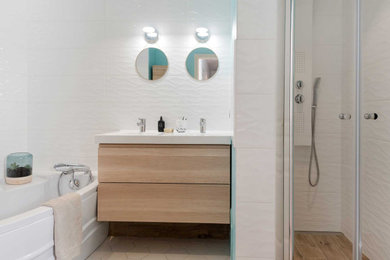 Aménagement d'une salle de bain scandinave.