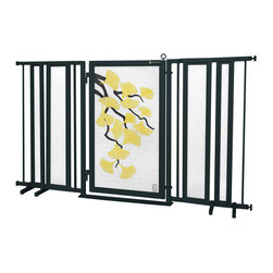 Fusion Gates - Fusion Gate with Autumn Ginkgo Design, Black, 65"-71.4" - Dog Gates