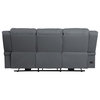Bowery Hill Wood & Fabric Power Double Reclining Sofa in Graphite Blue