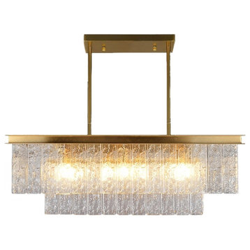 Rectangle Frosted Glass Modern Suspension Luminaire Led Chandelier, L33.5"