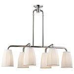 Hudson Valley Lighting - Malden, 6 Light, Island, Polished Nickel Finish, White Fabric - Our Malden family�s all about the shade and the shape. The shades are large with a unique gentle curve. Their delicate pleats contrast with weighty tubing for the rest of the fixture.