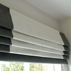 Cascading Roman blinds with side and bottom borders - Roman Blinds