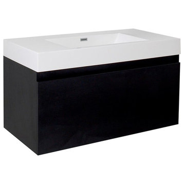 Mezzo 40" Bathroom Cabinet, Base: Black, With Integrated Sink
