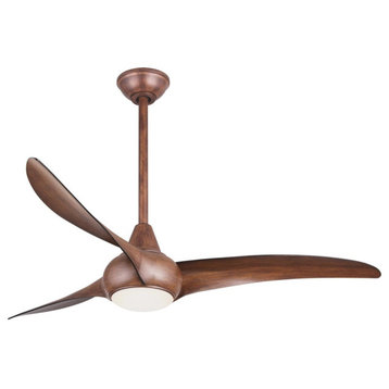 Minka Aire Light Wave 52" LED Ceiling Fan With Remote Control, Distressed Koa