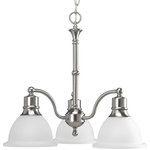 Progress Lighting - Progress Lighting 3-Light Chandelier With Etched Glass Bell Shaped - The Madison collection features etched glass with transitional elements. Simplified vintage style. Three-light chandelier. Glass can be reversed to cast light up or down