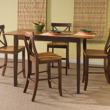 Five Piece Traditional Counter Height Dining Set In Cinnamon Brown Finish