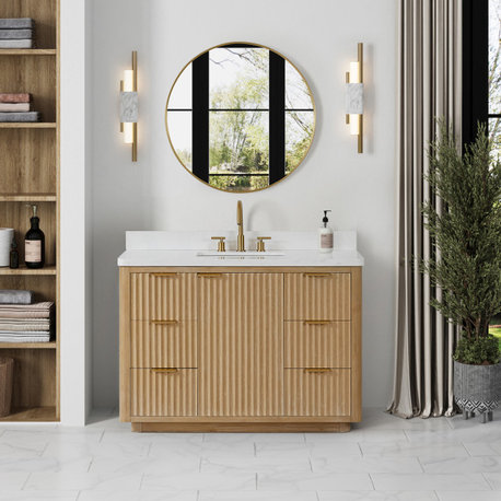 Cadiz Bath Vanity, Composite Stone Top, Washed Ash Grey, 48", No Mirror
