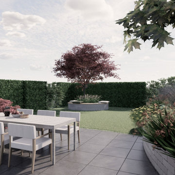 Reihenhausgarten im Retro-Chic