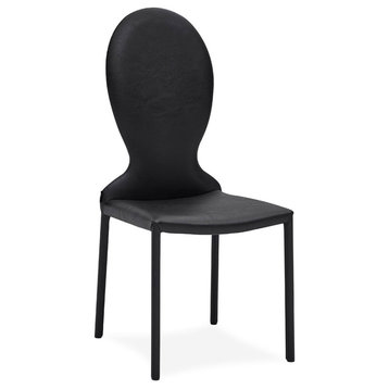 Modern Montez Rounded Dining Chair in Black Leatherette
