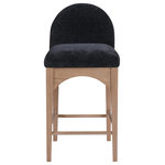Meridian Furniture - Waldorf Chenille Upholstered Stool, Black, Chenille, Natural Finish, Black, Chenille Fabric, Natural Finish - The Waldorf Chenille Fabric Counter Stool exudes elegance and comfort. Crafted with solid ash wood, this stools boasts a sturdy and durable construction. The natural finished legs provide a warm and welcoming touch to the overall design. The plush black chenille fabric on the seat and backrest of the stool offers a soft and cozy seating experience, making it an ideal choice for long dinner conversations with family and friends.