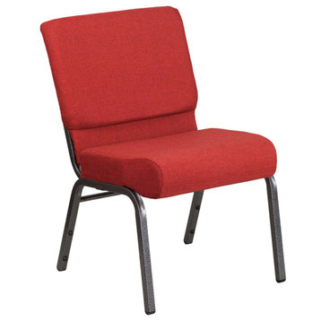 HERCULES 21''W Stacking Church Chair in Crimson Fabric - Silver Vein Frame