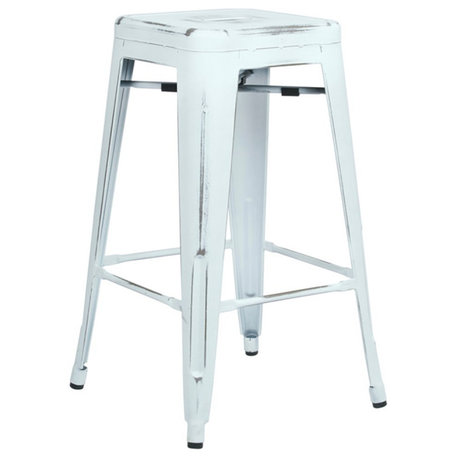 Bristow 26" Antique Metal Barstools Antique White 2-Pack