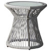 GDF Studio 3-Piece Ava Outdoor Rope and Steel Chat Set, Gray Finish and White