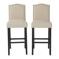 GDF Studio Auburn Ivory Fabric Backed Bar Stools, Set of 2