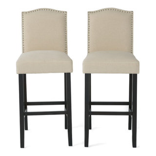 GDF Studio Auburn Ivory Fabric Backed Bar Stools, Set of 2 - Transitional - Bar  Stools And Counter Stools - by GDFStudio | Houzz