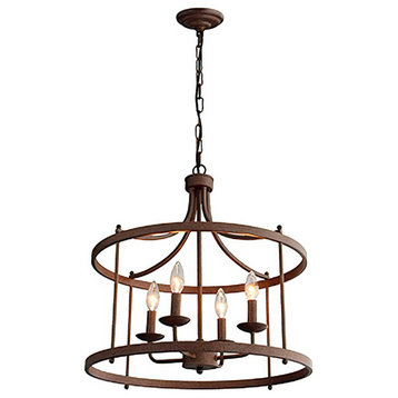 LZ2284 - 4 Light Candle Drum Chandelier in Rustic Finish