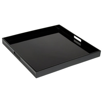 Lacquer Large Square Tray, Black