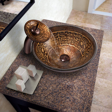 VGT020RBRND - Glass Vessel Sink and Waterfall Faucet Set
