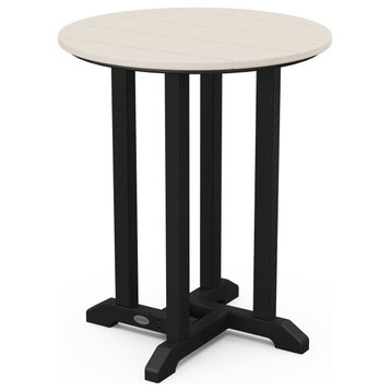 Polywood Contempo 24" Round Dining Table, Black/Sand
