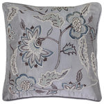 Bareens Designer Rugs - Eclectic McAllist Silk  Embroidered Handmade Pillow - Embellish your home with this timeless casual chic handmade pillow made with gorgeous soft luxurious Silk. Hand Embroidered pattern on classy Silk Fabric with beautiful color combination and unique magnificent intricate design is a mesmerizing addition to any d�cor. This beautiful, elegant pillow features beautiful colors with unique design made by skilled artisans. An intricate design and exquisite coloration make this handmade pillow a standout piece in any decor.