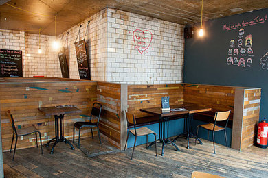 Brewdog - supply of reclaimed gym flooring with sports lines