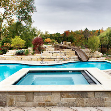 North Barrington, IL Swimming Pool, Hot Tub and Custom Concrete Slide