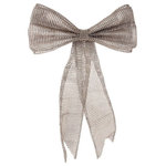 Raz - 19" Champagne Rhinestone Mesh Bow Christmas Ornament - From the Glamour Time Collection     Glam up your tree this season with this over-sized shimmering  bow