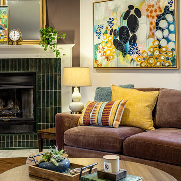 Whimsical Green Kitchen & Living Room Renovation
