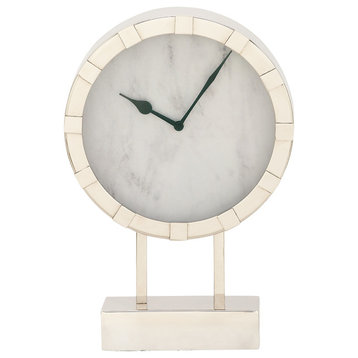 GwG Outlet Stainless Steel Nickel Table Clock, 10  x15