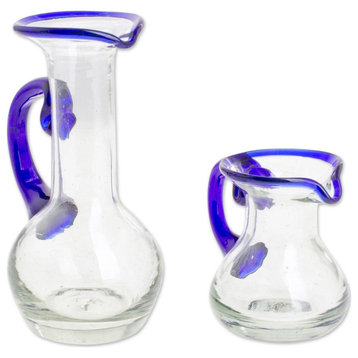 Novica Handmade Clear Seas Small Recycled Glass Pitchers (Pair)