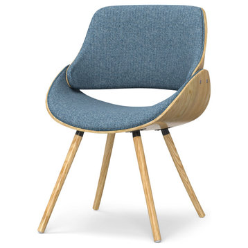 Malden Bentwood Dining Chair With Wood Back, Light Wood, Denim Blue