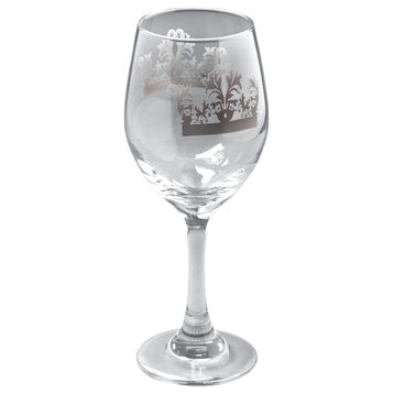 Wine Glasses With Crowns, Set of 4, Gray, 11 oz.